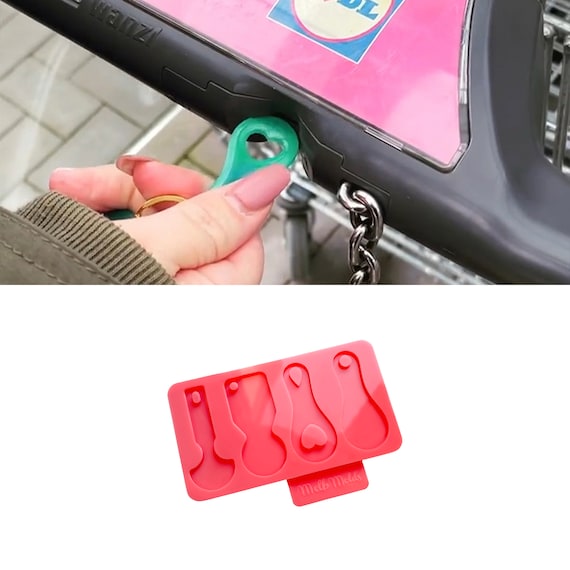 Four Shopping Cart Chip Mold, Trolley Token, Cart Unlock Keys