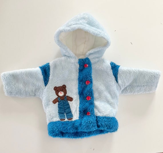 Vintage 80s Fuzzy Teddy Bear Coat Kids 12M/18M - image 1