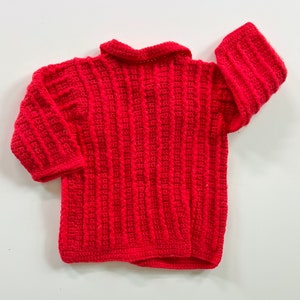 Vtg 70s Handmade Crochet Sweater Kids 3/6M image 3