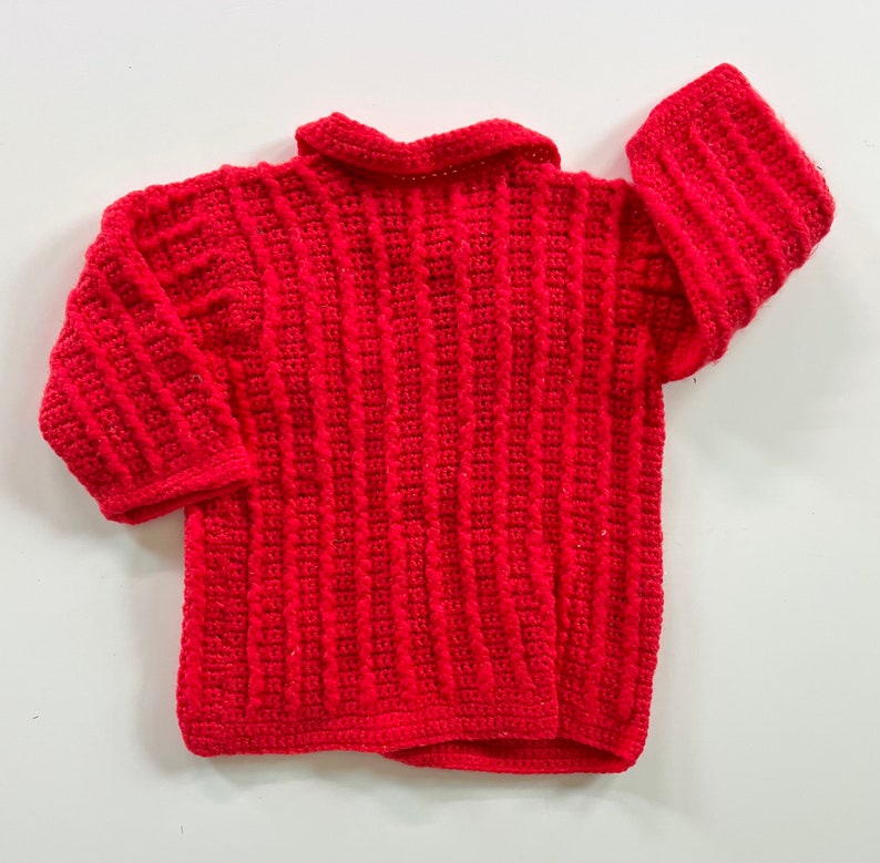 Vtg 70s Handmade Crochet Sweater Kids 3/6M image 3