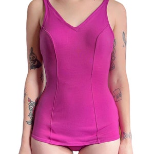 Vtg 60s Jantzen Hot Magenta One Piece Adult S image 2