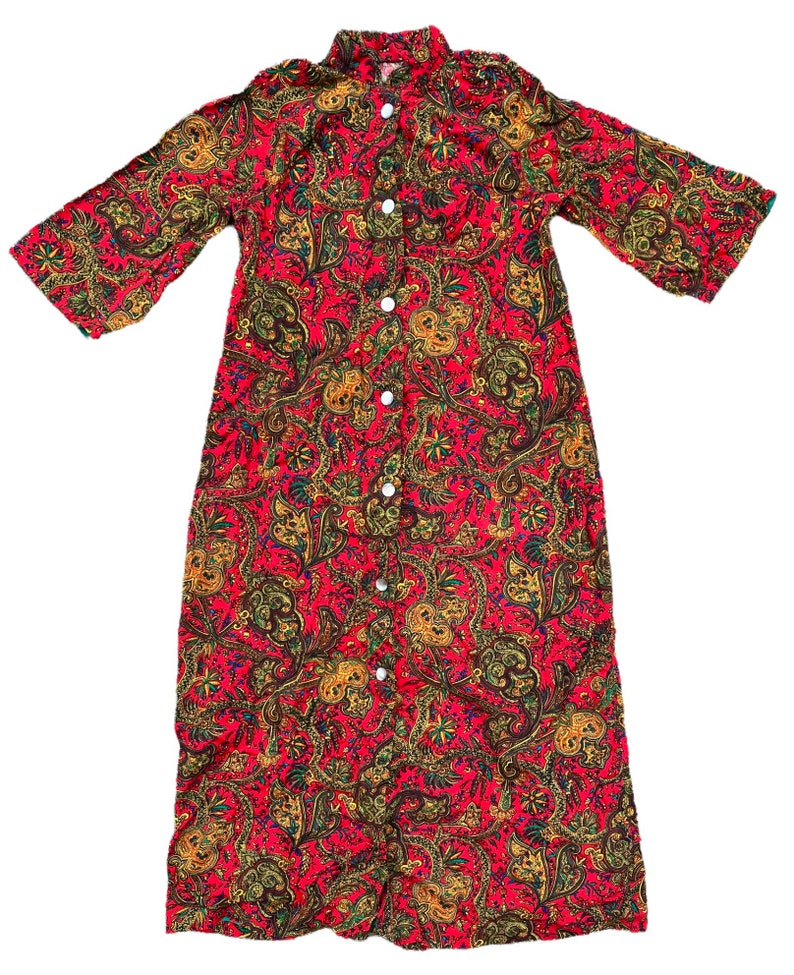 Vtg 60s Paisley Dress Adult M/S image 7