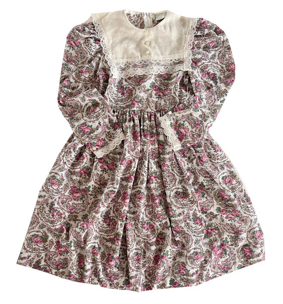 Vintage 80s Prairie/Victorian Style Dress Kids si… - image 1