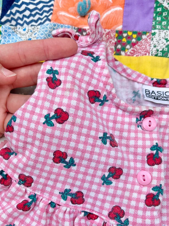 18M Vintage 90’s Cherry Fruit Gingham Top or Dress - image 8