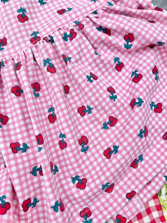 18M Vintage 90’s Cherry Fruit Gingham Top or Dress - image 9
