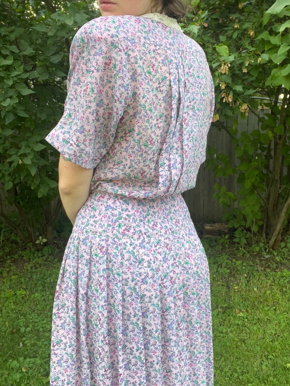 Vintage 70’s does 20s Floral Dress adult Small la… - image 4