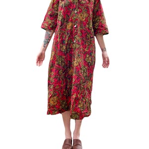 Vtg 60s Paisley Dress Adult M/S image 2