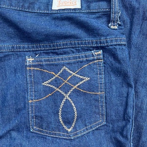 34 W vtg 70s/80s Dark Wash Denim Jeans Touché image 4