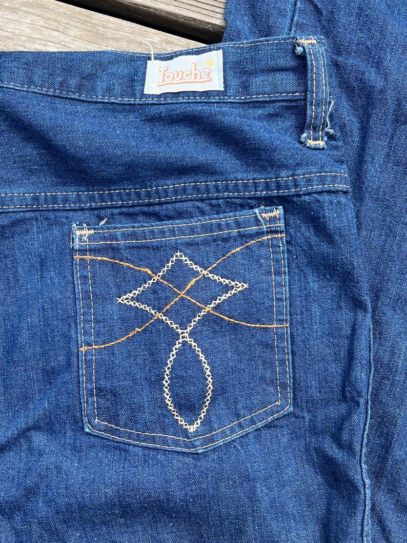 34 W vtg 70s/80s Dark Wash Denim Jeans Touché image 4