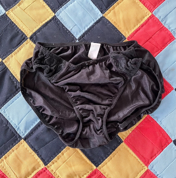 Vintage 80s Black Silky Panties Underwear Lingerie Adult Xs 
