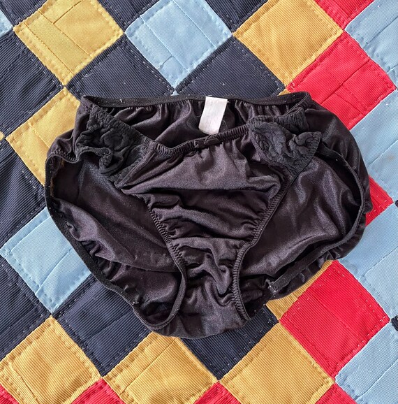 Vintage 80s Black Silky Panties Underwear Lingerie Adult Xs 