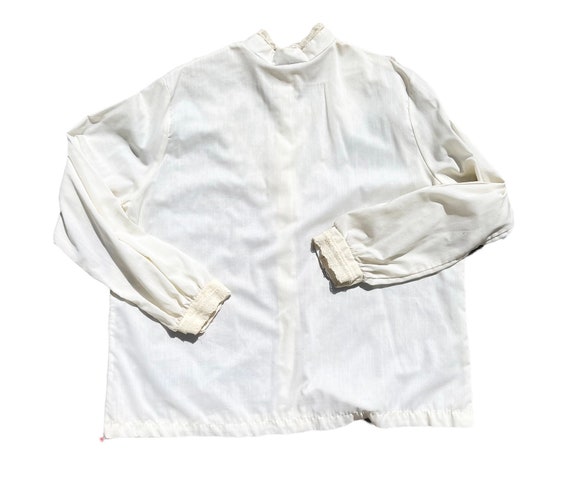 L Vtg 70’s/80’s Cream Puffy Lacey Blouse - image 4