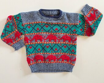 2T Vintage 80’s Knit Elephant Sweater