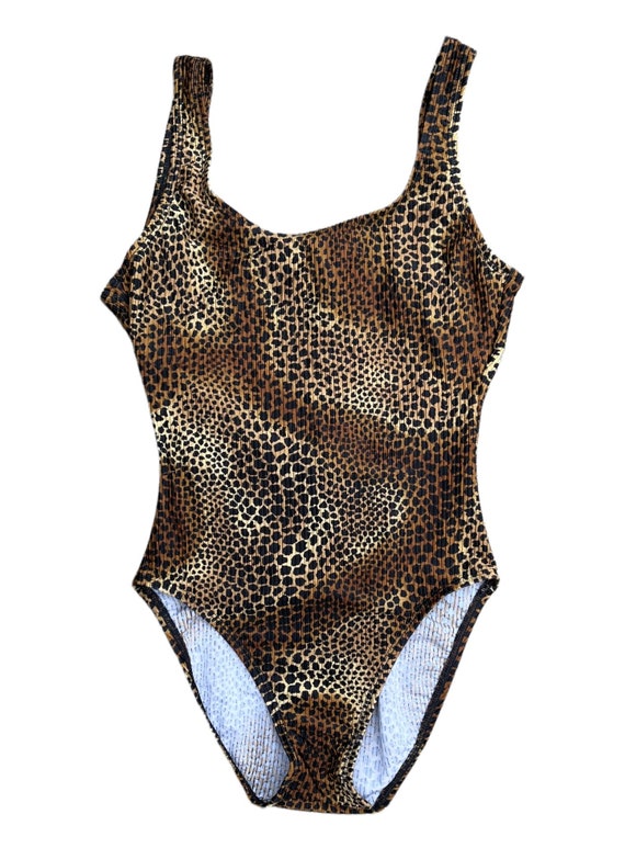 Xs Vtg 80’s/90’s Leopard One Piece Swimsuit Catal… - image 1