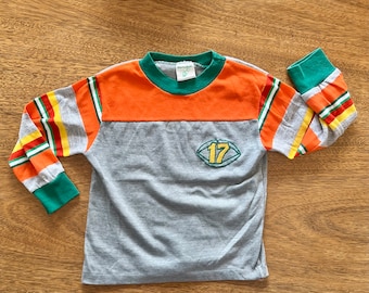 tshirt de football vintage des années 80 à manches longues pour enfants de 5 ans rétro