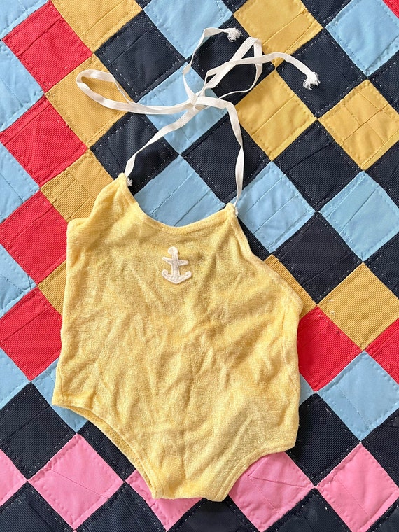 Vintage 60’s Yellow One Piece Terry Cloth Swimsuit