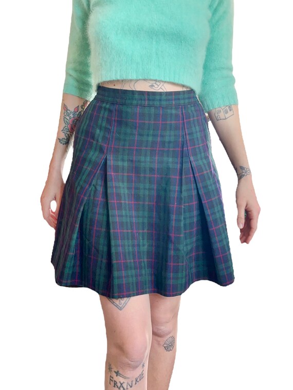 Vtg 90s School Girl Plaid Skirt Sz S M Etsy