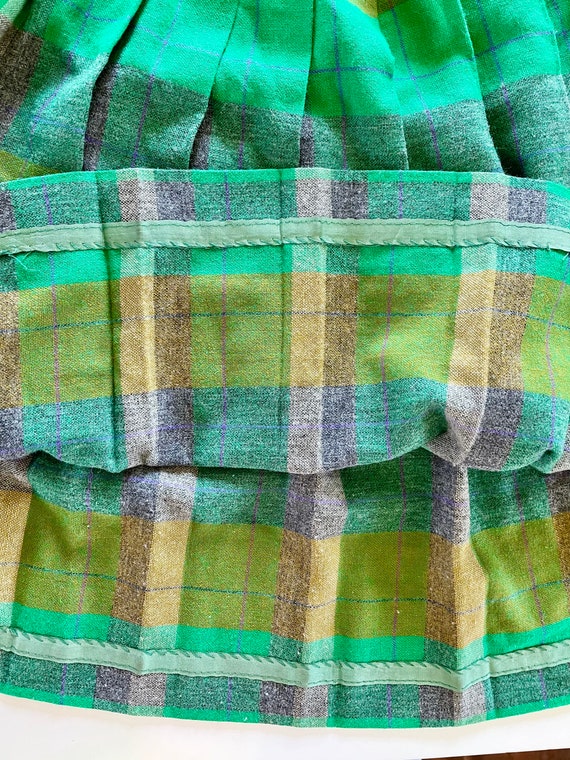 Vtg 50’s Green Plaid Pleated Skirt Adult XS - image 8