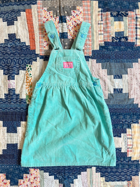 Vintage 90s Oshkosh Cord Dress overalls kids 5/6
