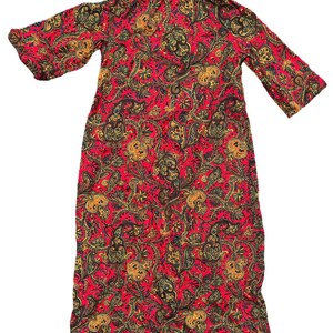 Vtg 60s Paisley Dress Adult M/S image 8