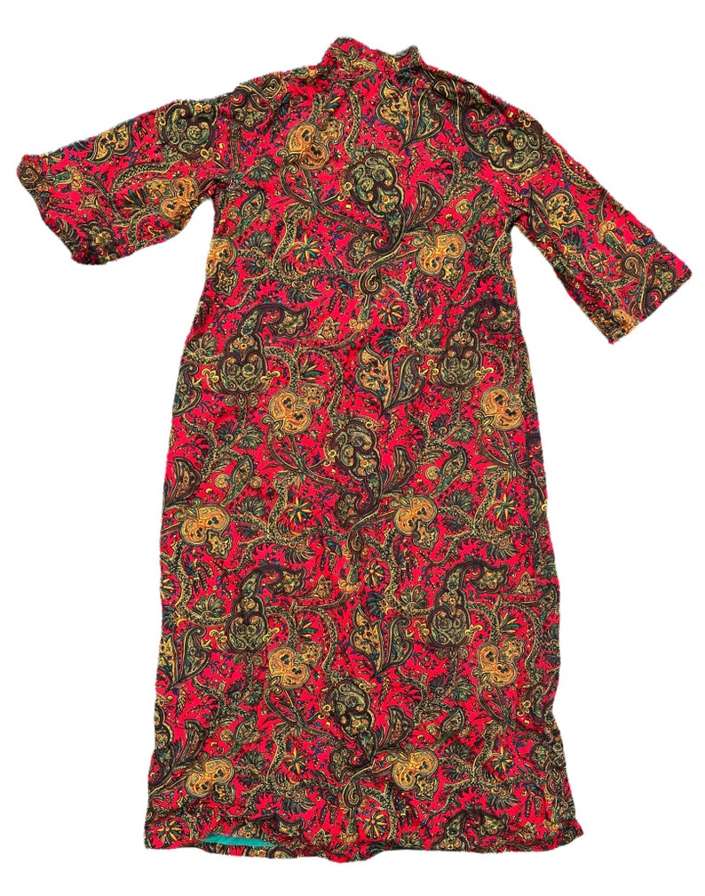 Vtg 60s Paisley Dress Adult M/S image 8