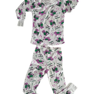 Vtg 90 s Barney Pajamas Kids 4 5