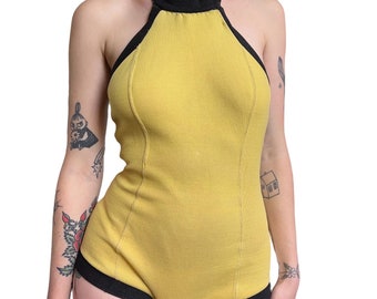 Vtg 60’s One Piece Yellow Swimsuit