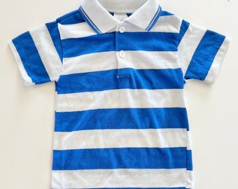 Vintage 70’s Blue & White Polo Shirt Kids 2T