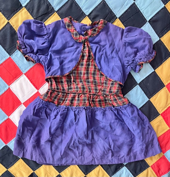 Vintage 50’s/60’s Plaid Dress Puff Sleeves 4T/5 - image 1