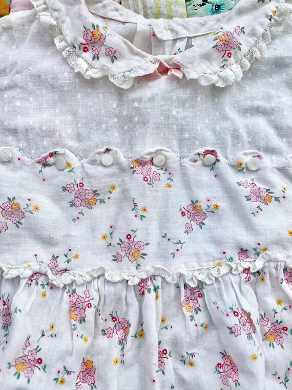 2T Vintage 30’s/40’s Floral Cotton Dress Puff Sle… - image 4