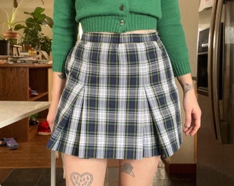 Vintage Y2K Plaid Pleated Mini Skirt Adult Small