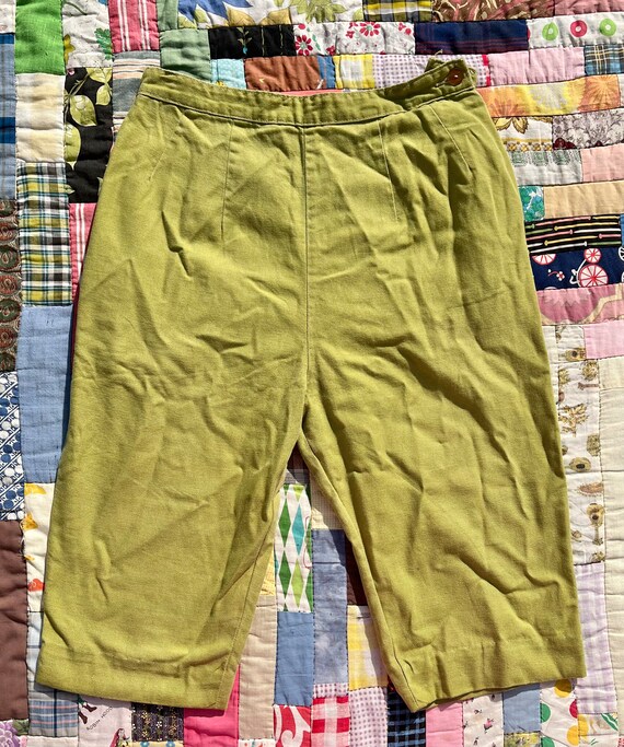 26” W Vintage 50’s Side Zip Cotton Short Olive Gr… - image 6