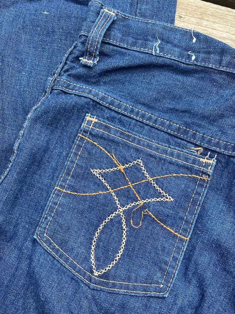 34 W vtg 70s/80s Dark Wash Denim Jeans Touché image 6