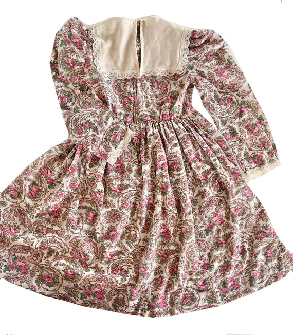 Vintage 80s Prairie/Victorian Style Dress Kids si… - image 2