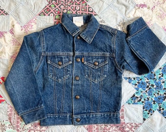 Vintage 70’s Levis Dark Denim Jean Jacket Kids 6/7