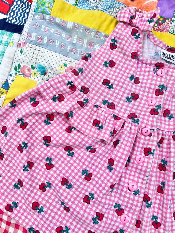 18M Vintage 90’s Cherry Fruit Gingham Top or Dress - image 5