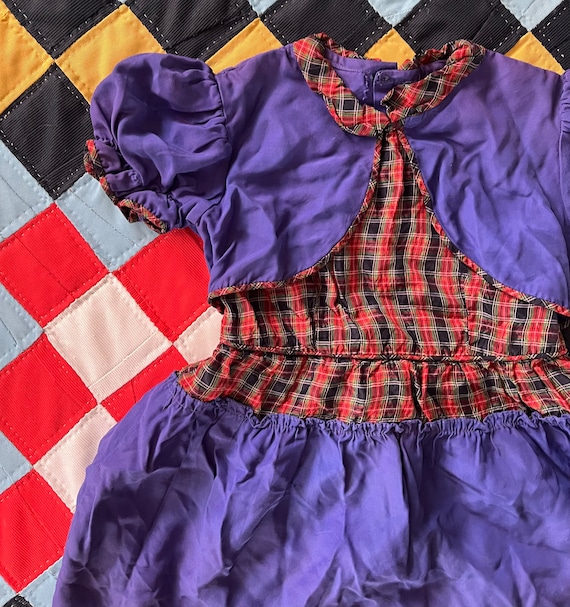 Vintage 50’s/60’s Plaid Dress Puff Sleeves 4T/5 - image 2