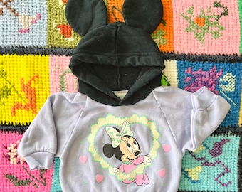 Vintage 80s Baby Minnie Mouse Hoodie Newborn Size