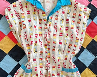 Vintage 60s Flags Blouse Kids 7/8