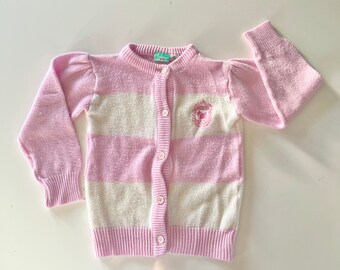 Vintage 90s Pink Stripes Cardigan Kids 6