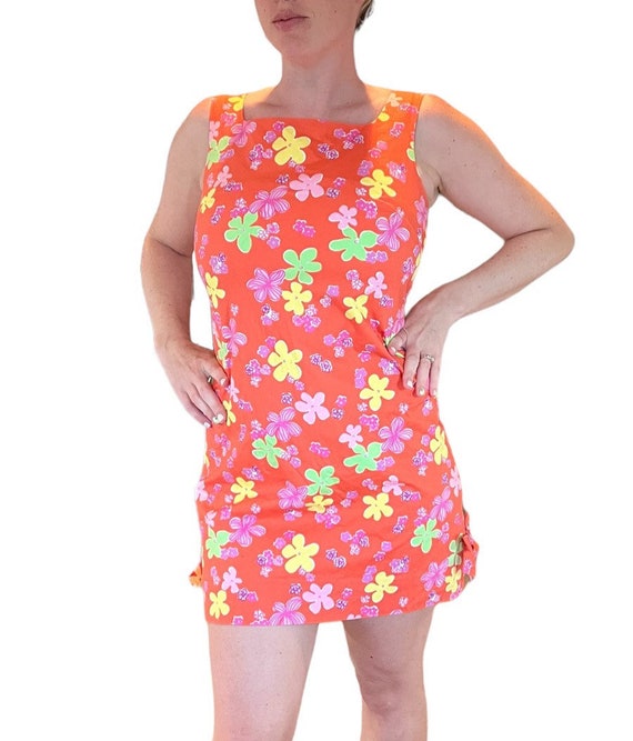 Vtg 90’s Fun Flowers Dress Adult M - image 1