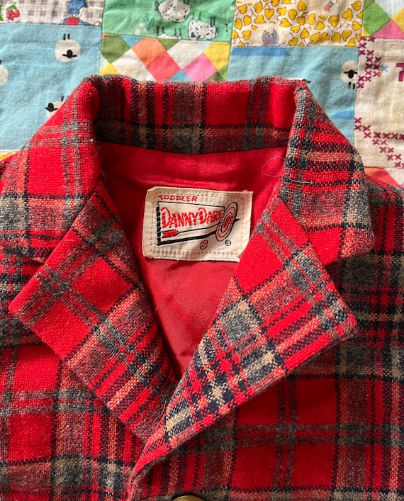Vintage 50’s Red Plaid Blazer Jacket Kids 12/18M - image 2
