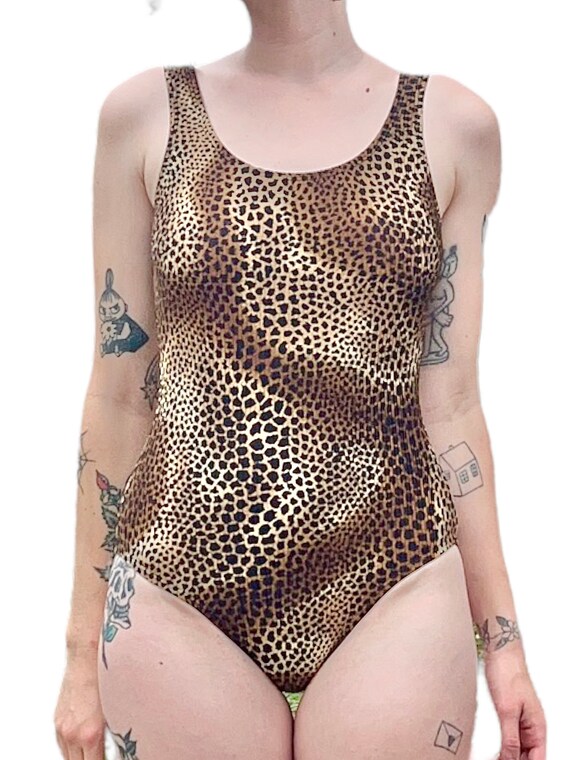 Xs Vtg 80’s/90’s Leopard One Piece Swimsuit Catal… - image 2