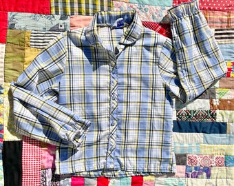 Kids 6/7 Vintage 70’s Plaid Ruffle Long Sleeve Button Down Shirt