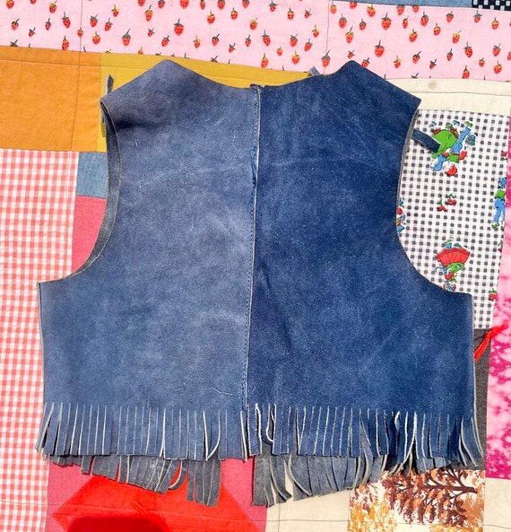 Vintage 50’s Blue suede leather vest kids 2/3T co… - image 6