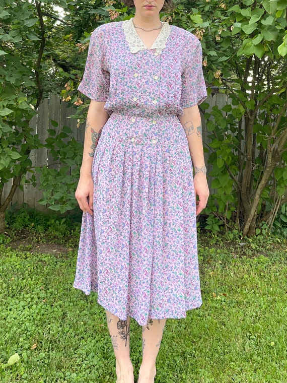 Vintage 70’s does 20s Floral Dress adult Small la… - image 5
