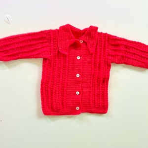 Vtg 70s Handmade Crochet Sweater Kids 3/6M image 4