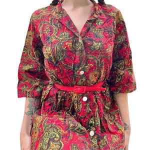 Vtg 60s Paisley Dress Adult M/S image 4