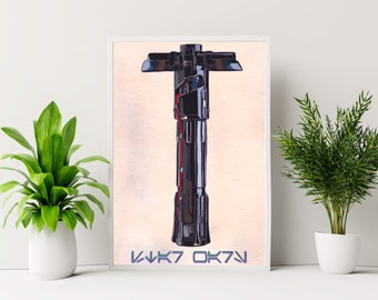 Digital Download Fanart Light Saber Hilt Star Wars Wall Art Digital Illustration Print at Home Kylo Knight of Ren Ben Solo Dark Side Sith