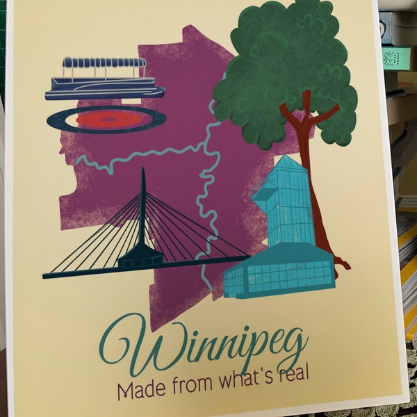Winnipeg Manitoba Retro Travel Poster Art Print, 8x10 Unframed Design